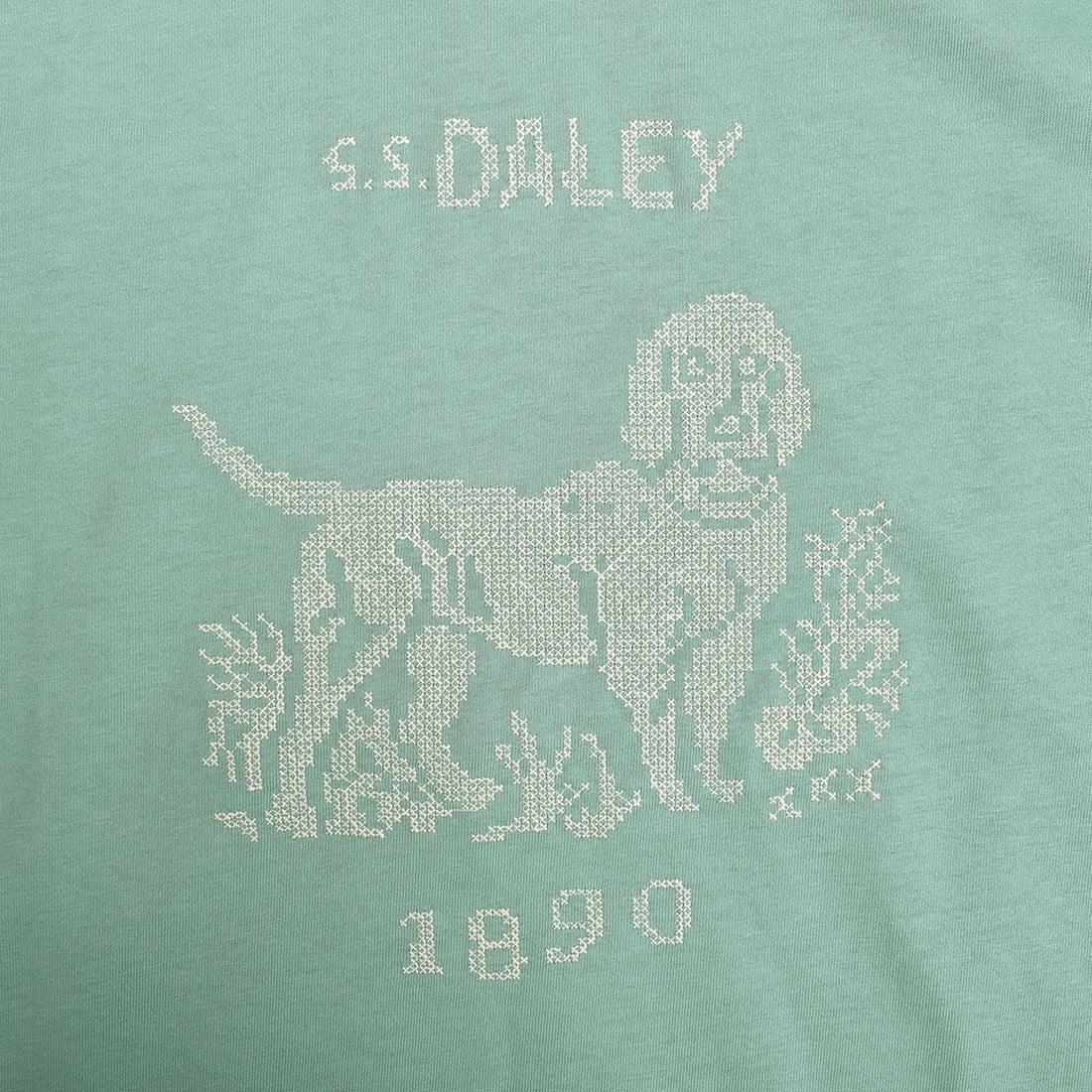 [S.S. Daley]Cross Stitch Dog TEE/SAGE(24059)