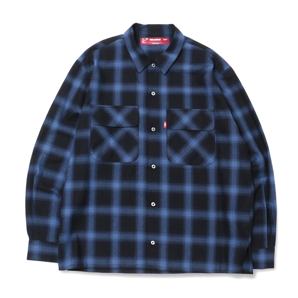 [HIDE AND SEEK]Ombre Check L/S Shirt(23aw)/ BLUE