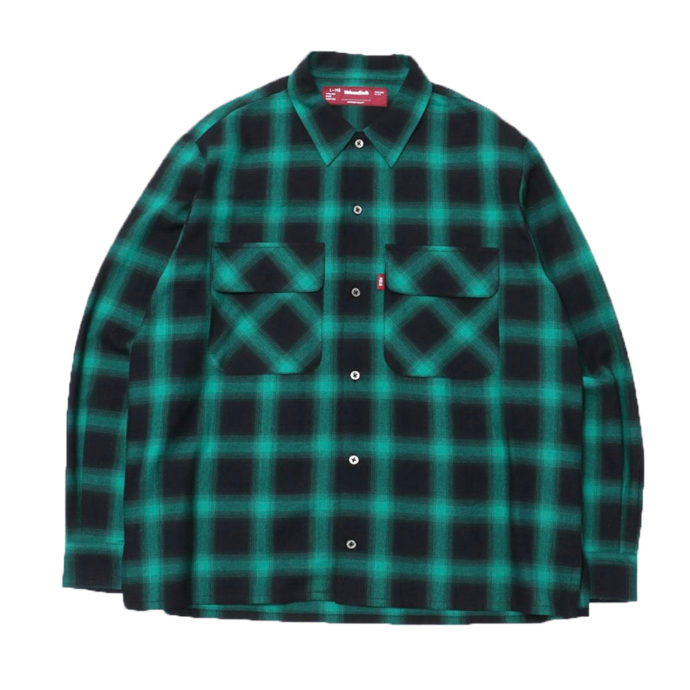 [HIDE AND SEEK]Ombre Check L/S Shirt(23aw)/ GREEN