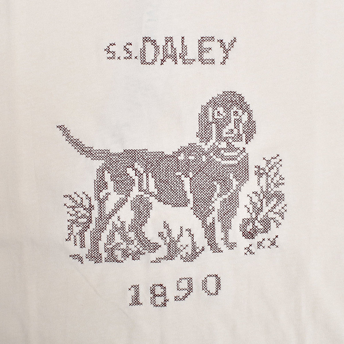 [S.S. Daley]Cross Stitch Dog TEE/ECRU(2402168)