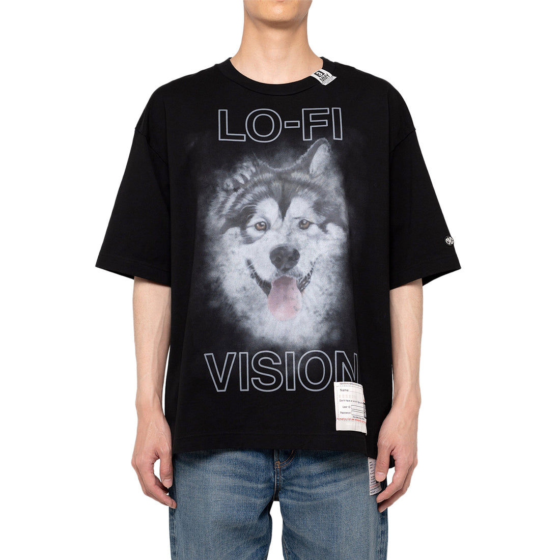 [MAISON MIHARA YASUHIRO]Dog Printed T-shirt/BLACK(A12TS652)