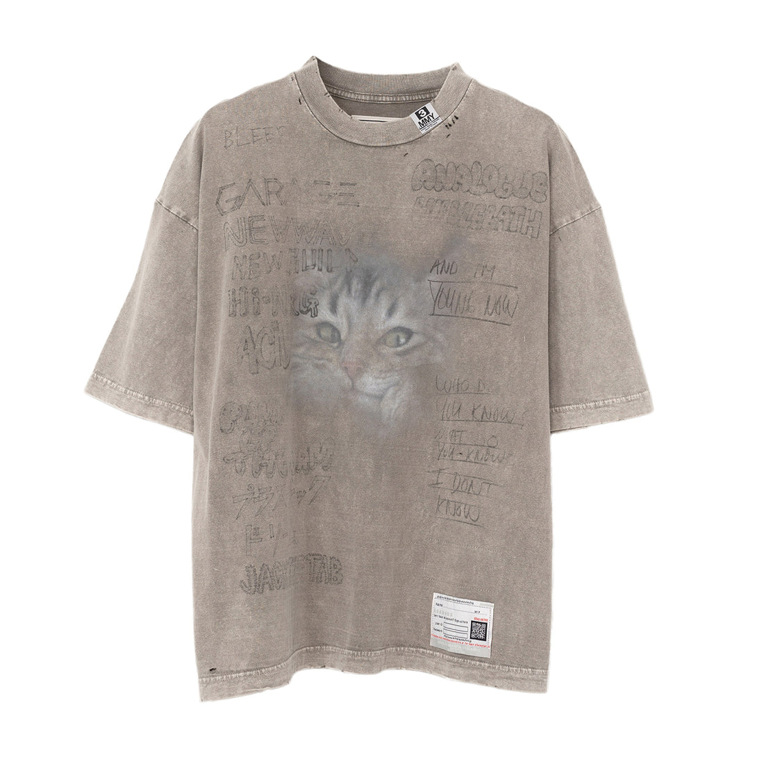 [MAISON MIHARA YASUHIRO]Cat Print Bleached T-shirt/BEIGE(B12TS633)