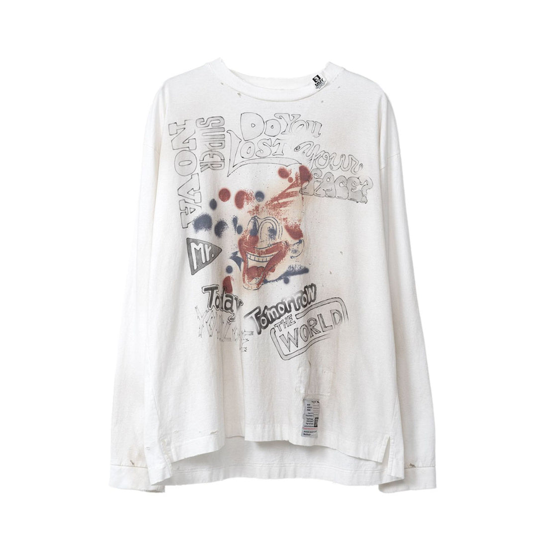 [MAISON MIHARA YASUHIRO]Distressed LS T-shirt/WHITE(J11LT531)