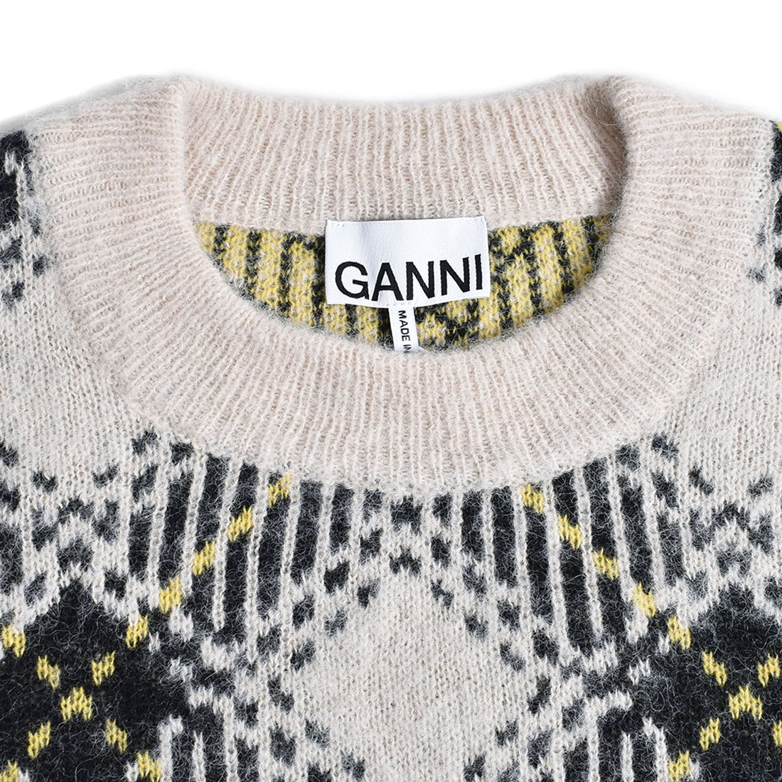 [GANNI]Check Wool Oversized Pullover/OFF WHITE(K2008)
