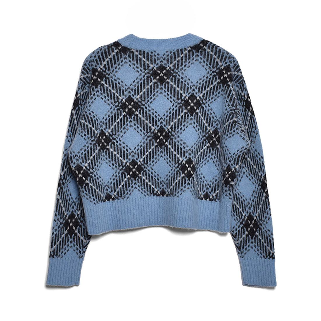[GANNI]Check Wool Oversized Pullover/LIGHT BLUE(K2034)