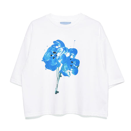 [71 MICHAEL]FLOWER PRINT T-SHIRT/WHITE/BLUE(MC241T013)