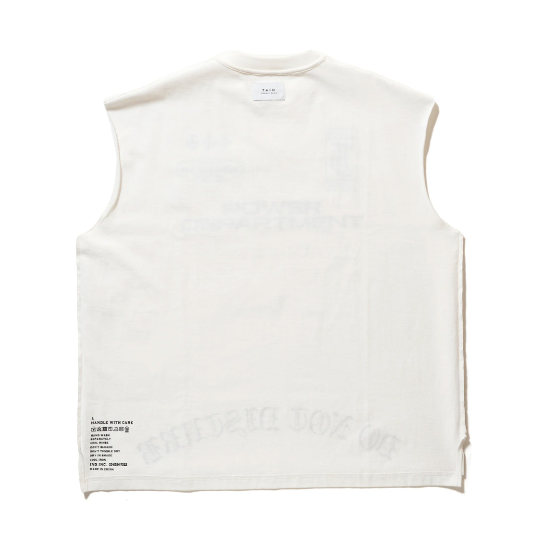 [TAIN DOUBLE PUSH]POWER DEPARTMENT NO SLEEVE T-SHIRTS/WHITE(T411-NT005)