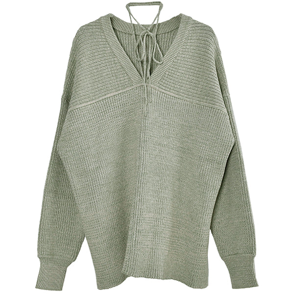 MIX COLOR STRING WIDE KNIT TOPS/MINT(12106-2012)