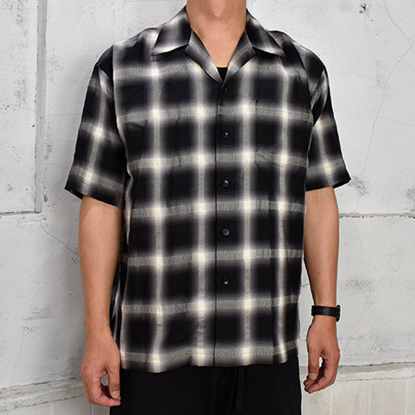 Cuprawool Ombre Check S/S Open Collar SH/BLT(2205-5001)