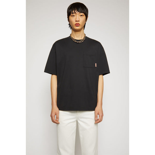 Patch-pocket cotton t-shirt/BLACK(MN-TSHI000242)
