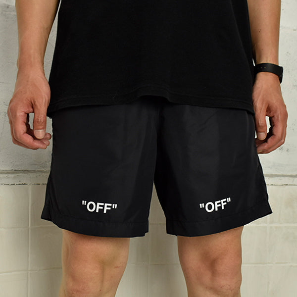 OFF QUOTE SWIMSHORTS/BLACK/WHITE(OMFS22-RTW0610/C)