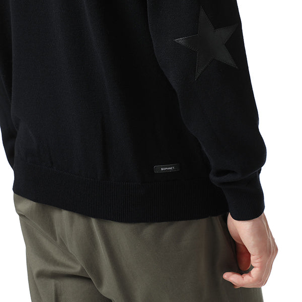 STAR ELBOW PATCHED CREWNECK KNIT(SOPH-212070) / PURPLE