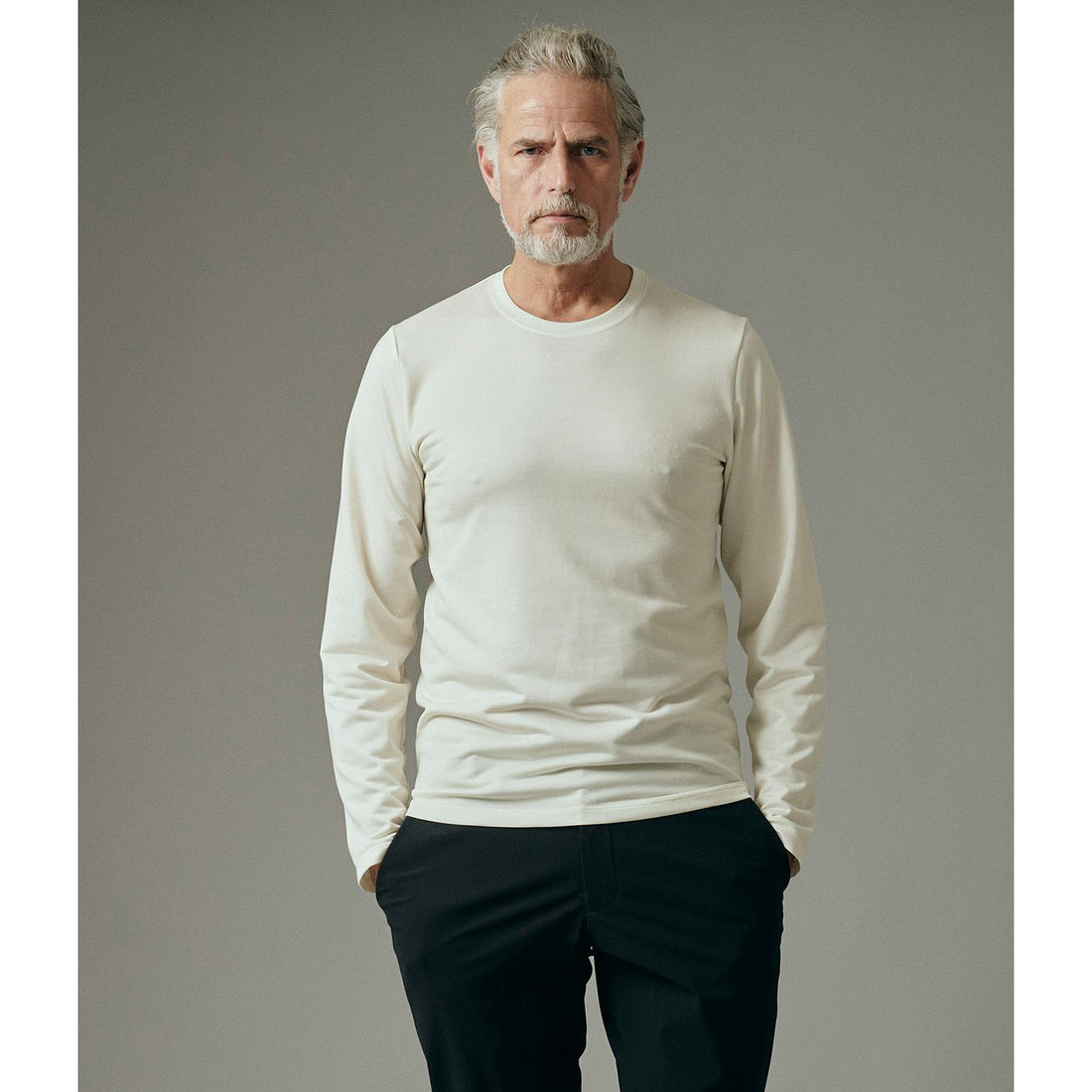 [junhashimoto]WASHABLE WOOL C L/S/WHITE/(1102520012)