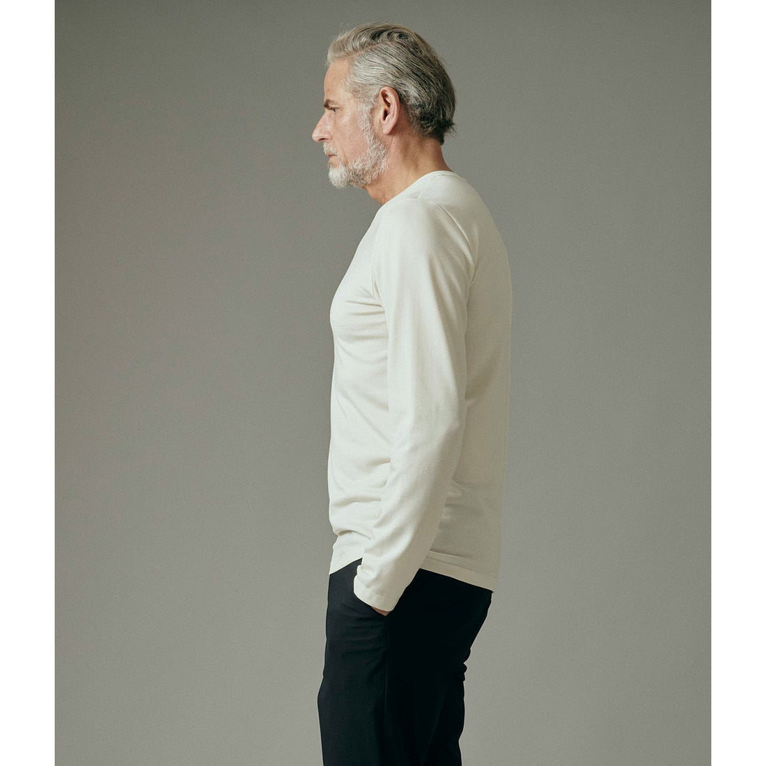 [junhashimoto]WASHABLE WOOL C L/S/WHITE/(1102520012)