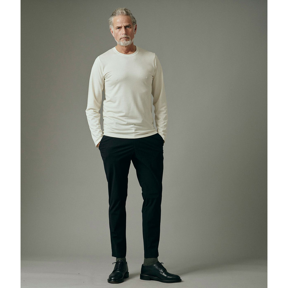 [junhashimoto]WASHABLE WOOL C L/S/WHITE/(1102520012)