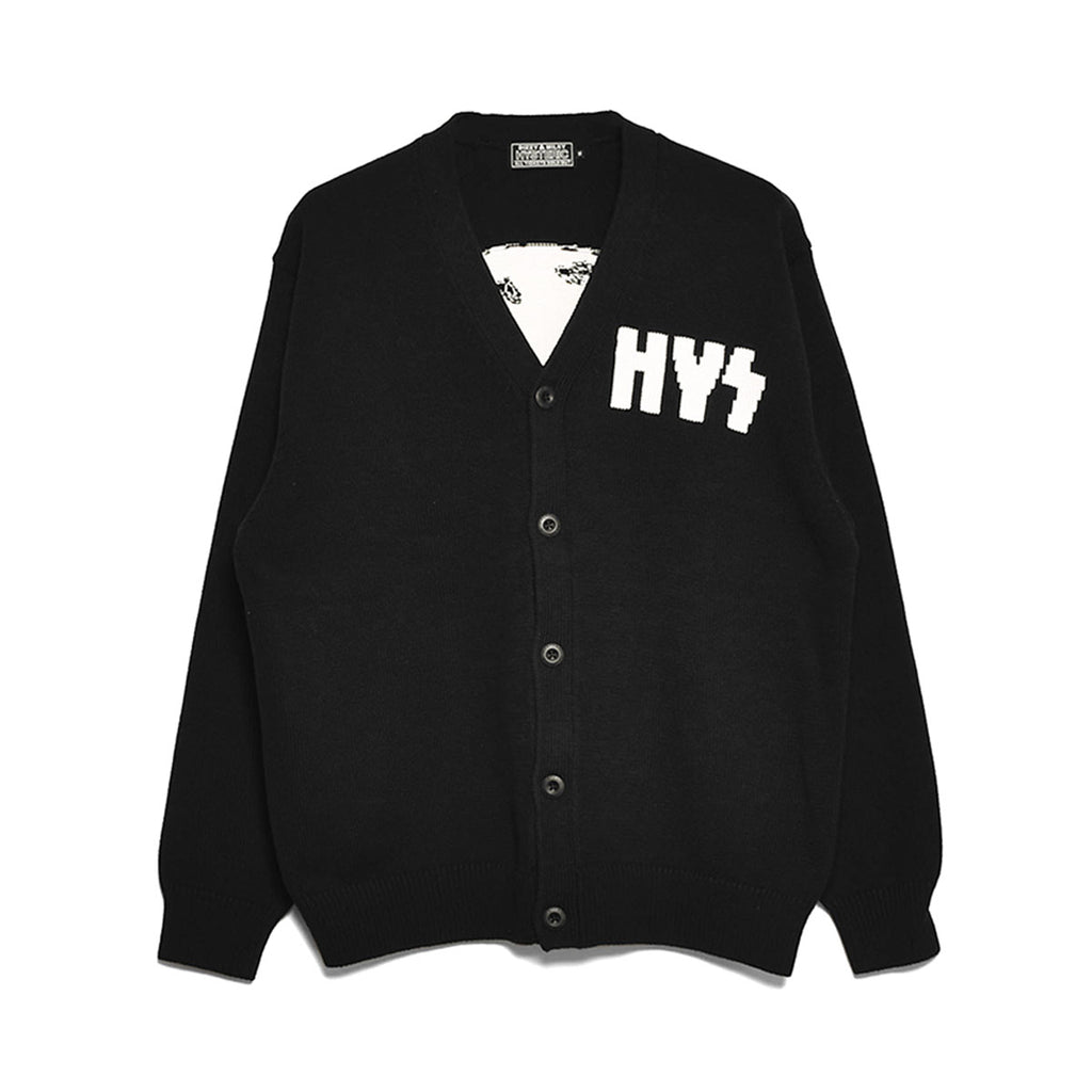 HYSTERIC GLAMOUR]HYSTERIC STEEL編込 カーディガン/BLACK(02233ND01 