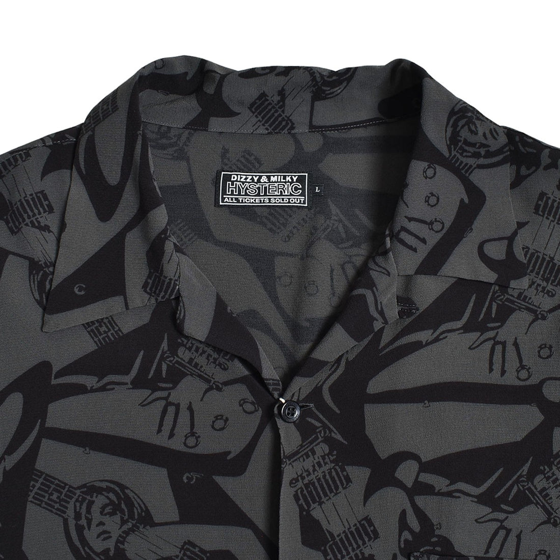 HYSTERIC GLAMOUR]GUITAR GIRL SCRATCH柄 オープンカラーシャツ/GRAY  