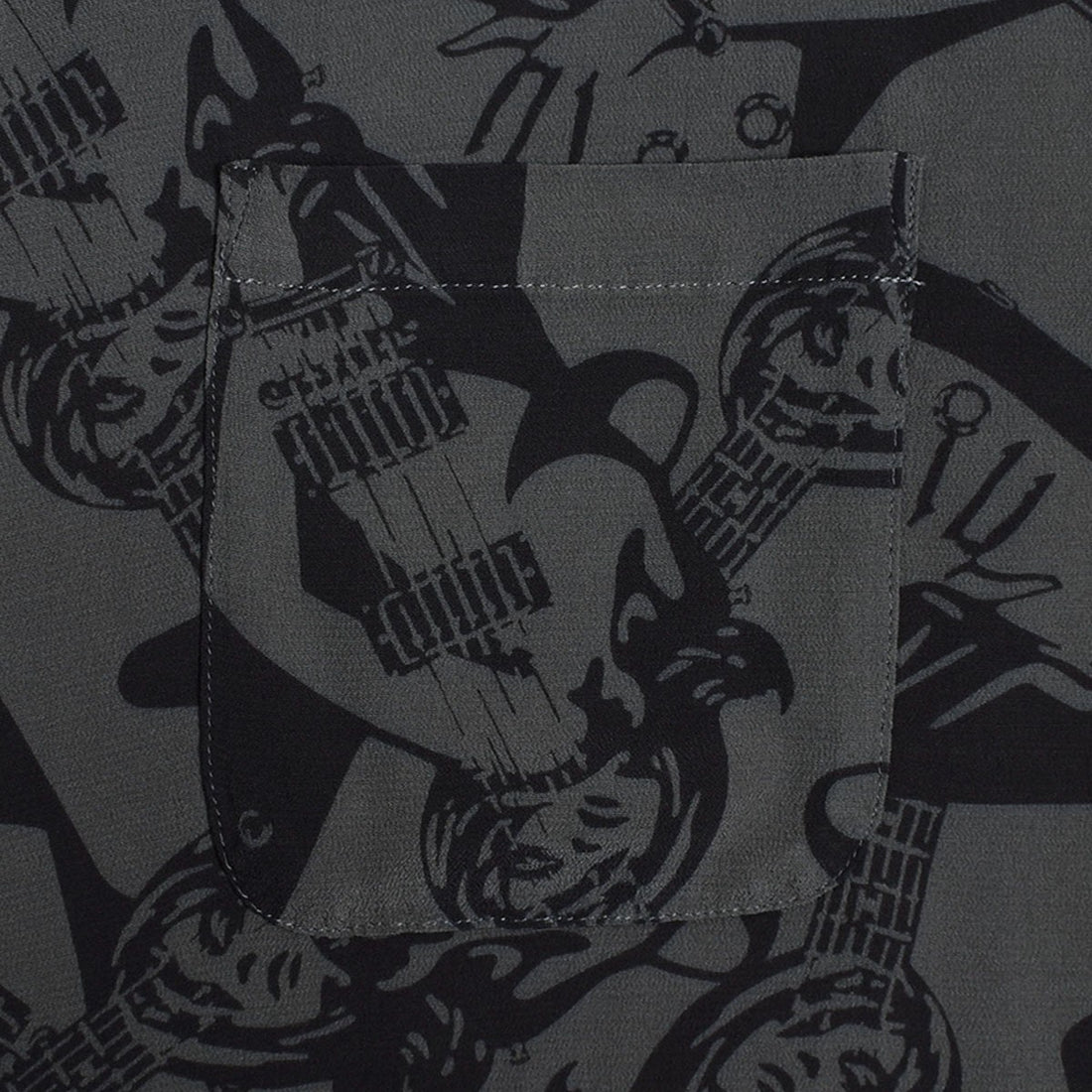 HYSTERIC GLAMOUR]GUITAR GIRL SCRATCH柄 オープンカラーシャツ/GRAY  