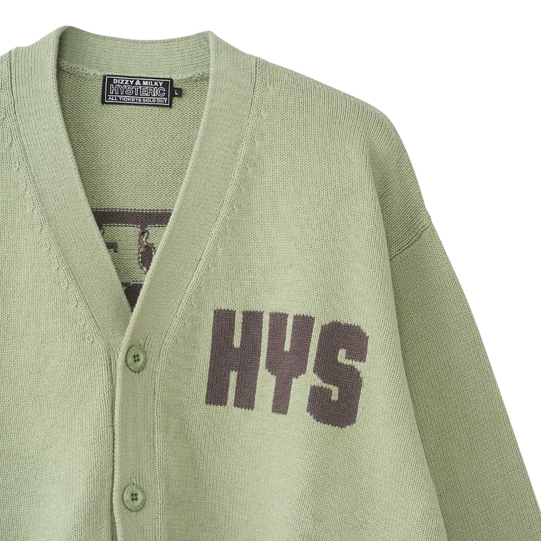 [HYSTERIC GLAMOUR]BAD ASS MAMA編込 カーディガン/GREEN(02253ND01)