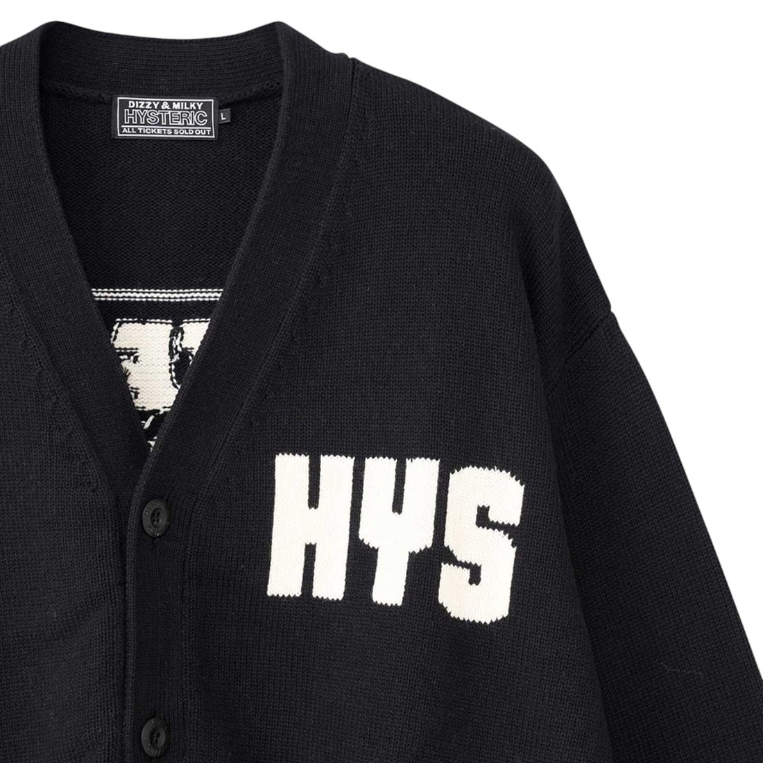[HYSTERIC GLAMOUR]BAD ASS MAMA編込 カーディガン/BLACK(02253ND01)