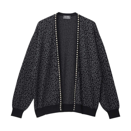 [HYSTERIC GLAMOUR]LEOPARD柄ジャカード スタッズカーディガン(02263ND07)