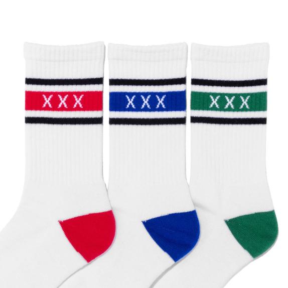 GOD SELECTION XXX]SOCKS (3PIECE 1PACK)/RED/BLUE/GREEN(GX-S25-SO-03