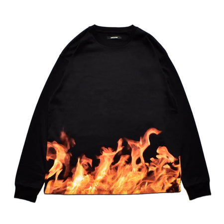[MINEDENIM]Fire Pattern L/S T-Shirt/BLACK(2308-6005)