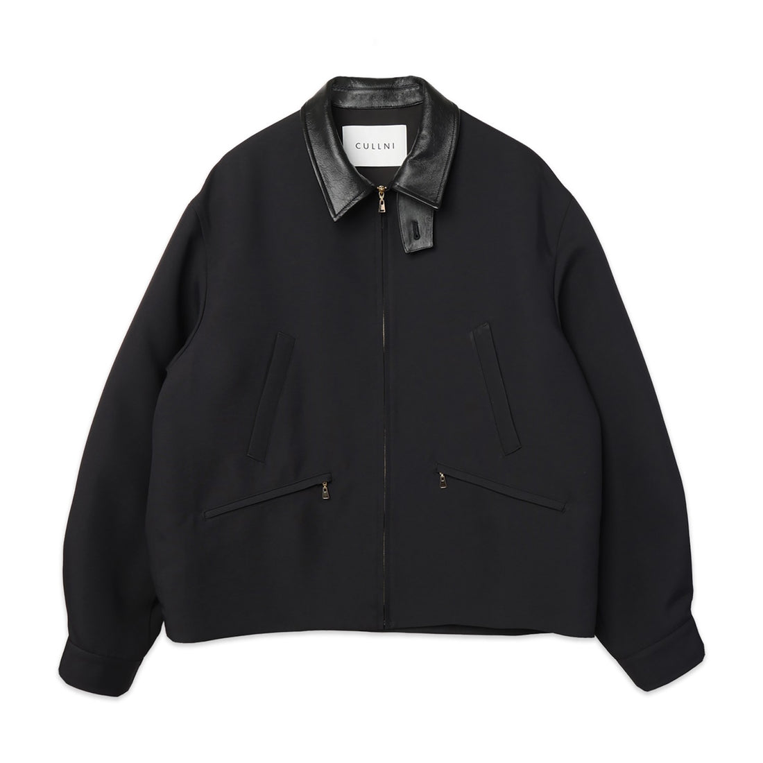 [CULLNI] Structured Twill Double Cloth Lether Collar Blouson (26-AW-028)