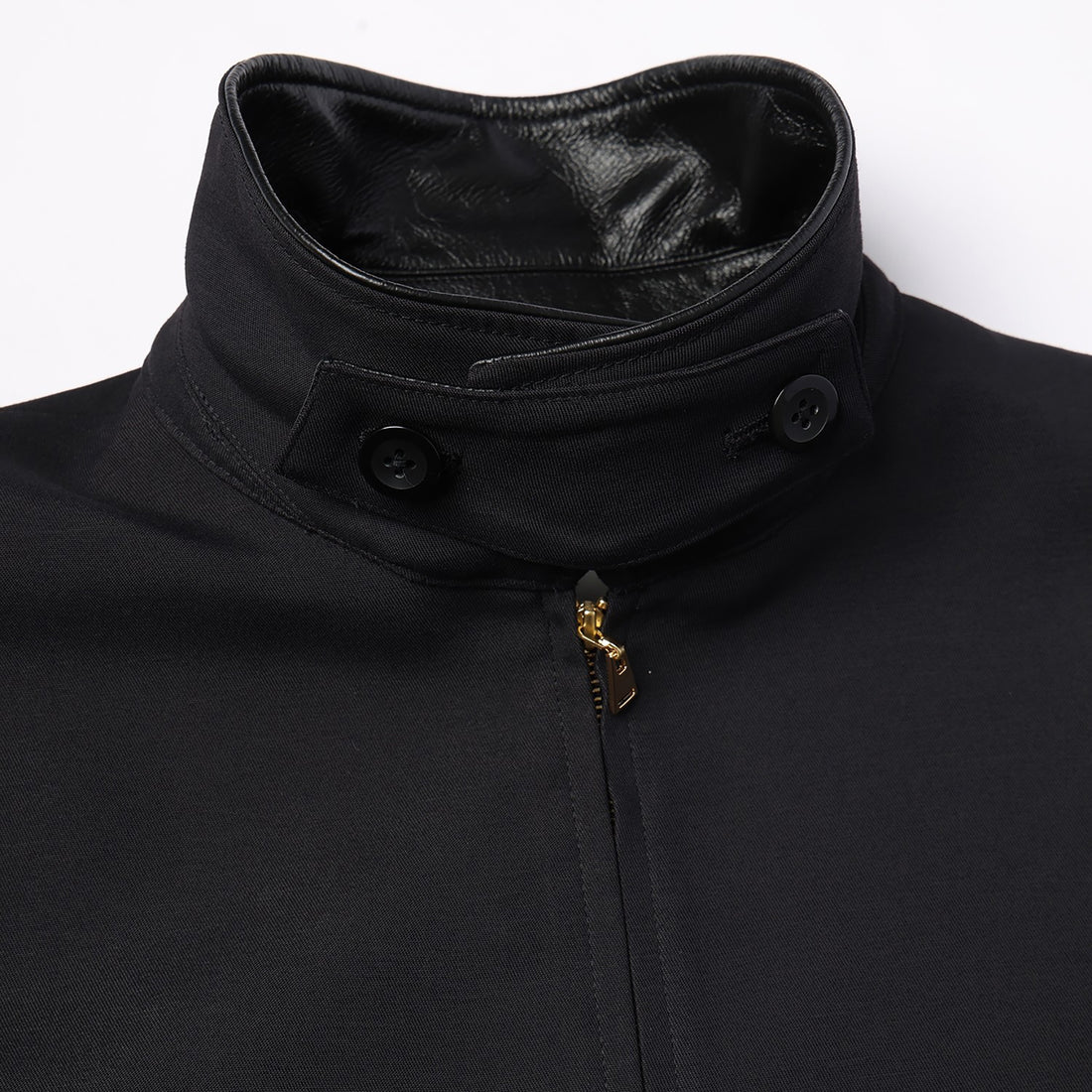 [CULLNI] Structured Twill Double Cloth Lether Collar Blouson (26-AW-028)