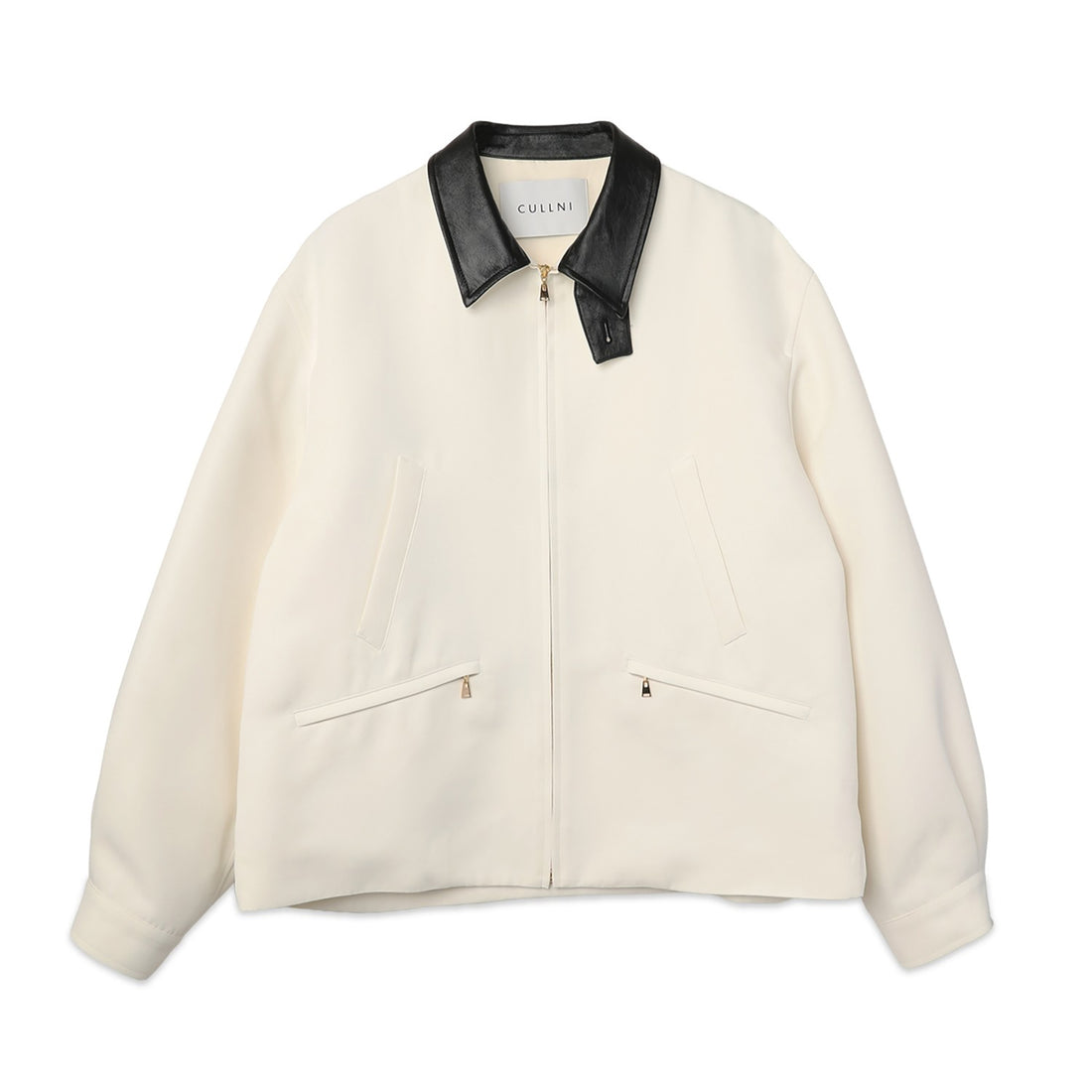 [CULLNI] Structured Twill Double Cloth Lether Collar Blouson (26-AW-028)