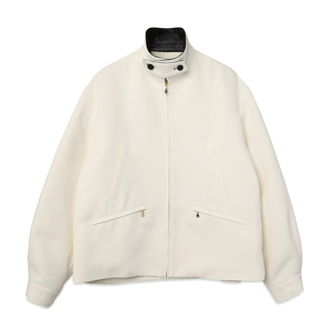 [CULLNI] Structured Twill Double Cloth Lether Collar Blouson (26-AW-028)