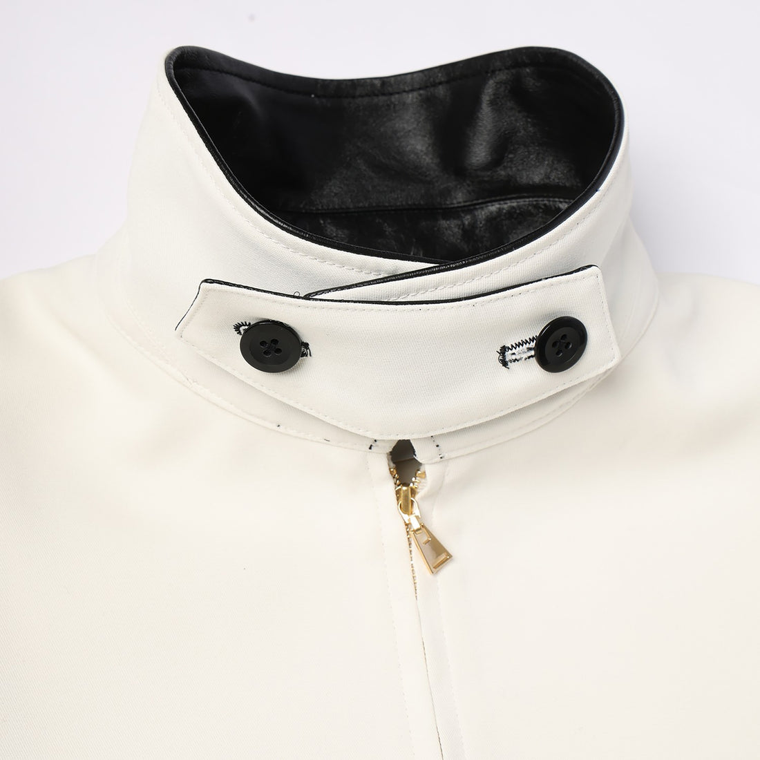 [CULLNI] Structured Twill Double Cloth Lether Collar Blouson (26-AW-028)