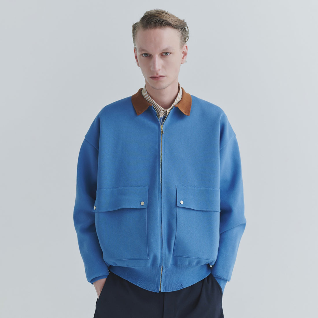 [CULLNI] Orgasnic Cotton Smooth Knit Big Pocket Zip Jacket (26-AW-038)