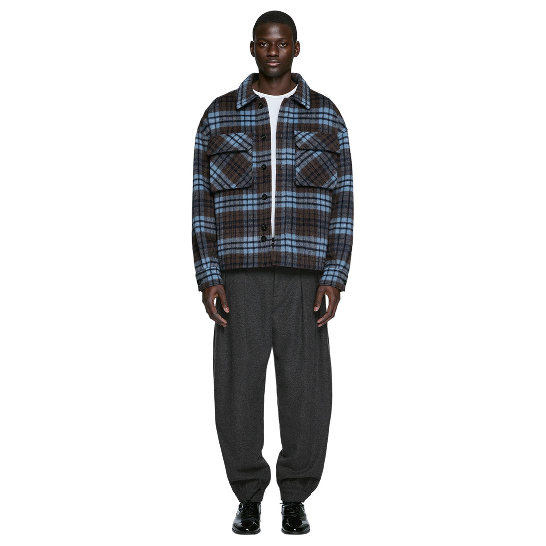 [ENTIRE STUDIOS] F JORD SHIRT BLUE CHECK (ESFW26SR01618)