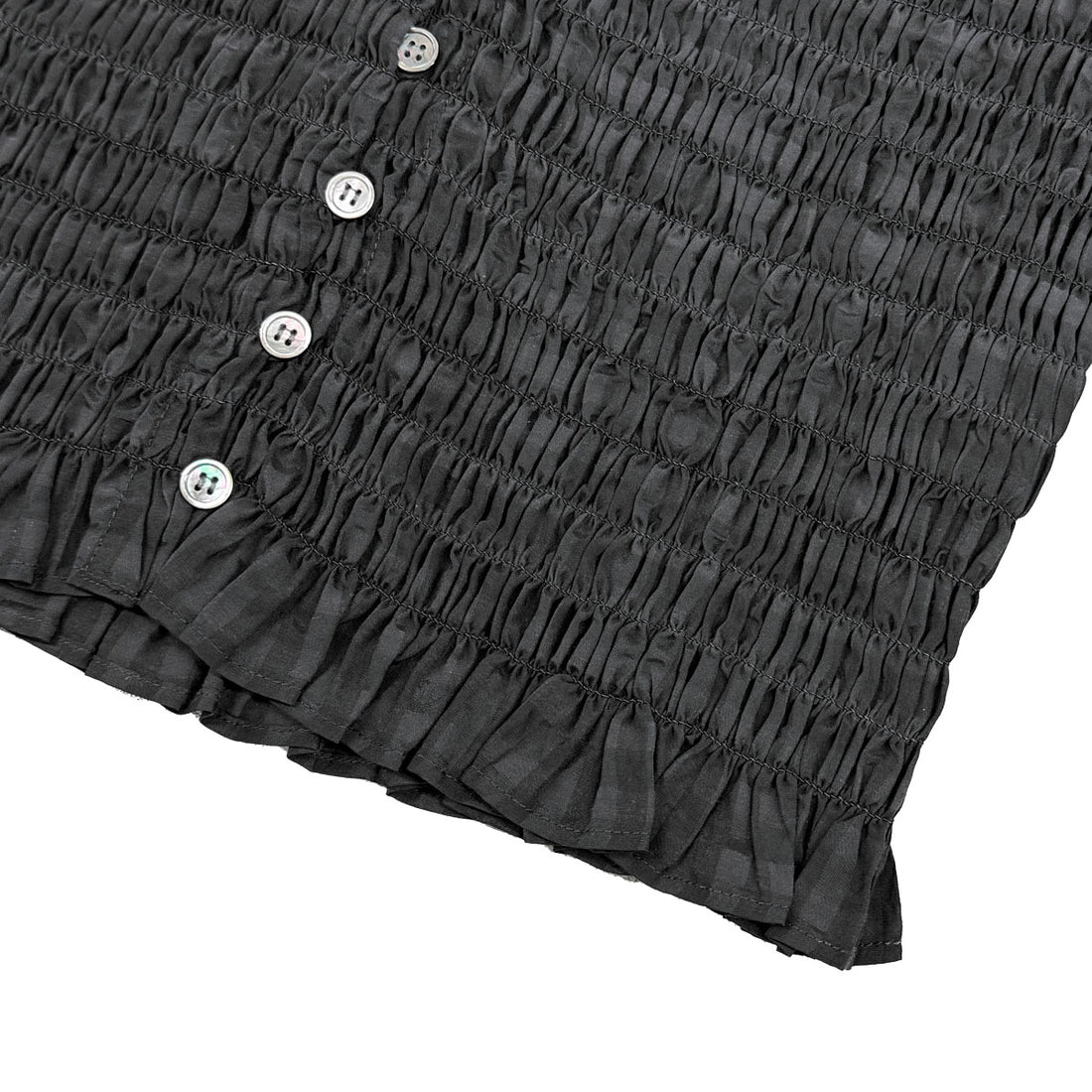 [CLANE]SHIRRING HALF SLEEVE BLUSE/BLACK(10122-4253)