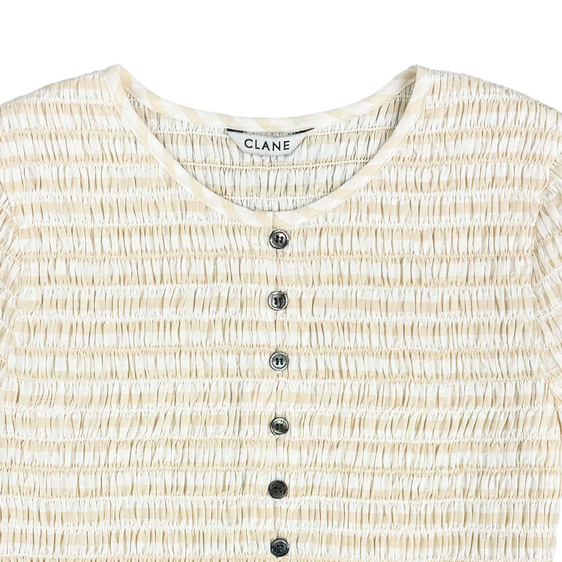 [CLANE]SHIRRING HALF SLEEVE BLUSE/IVORY(10122-4253)