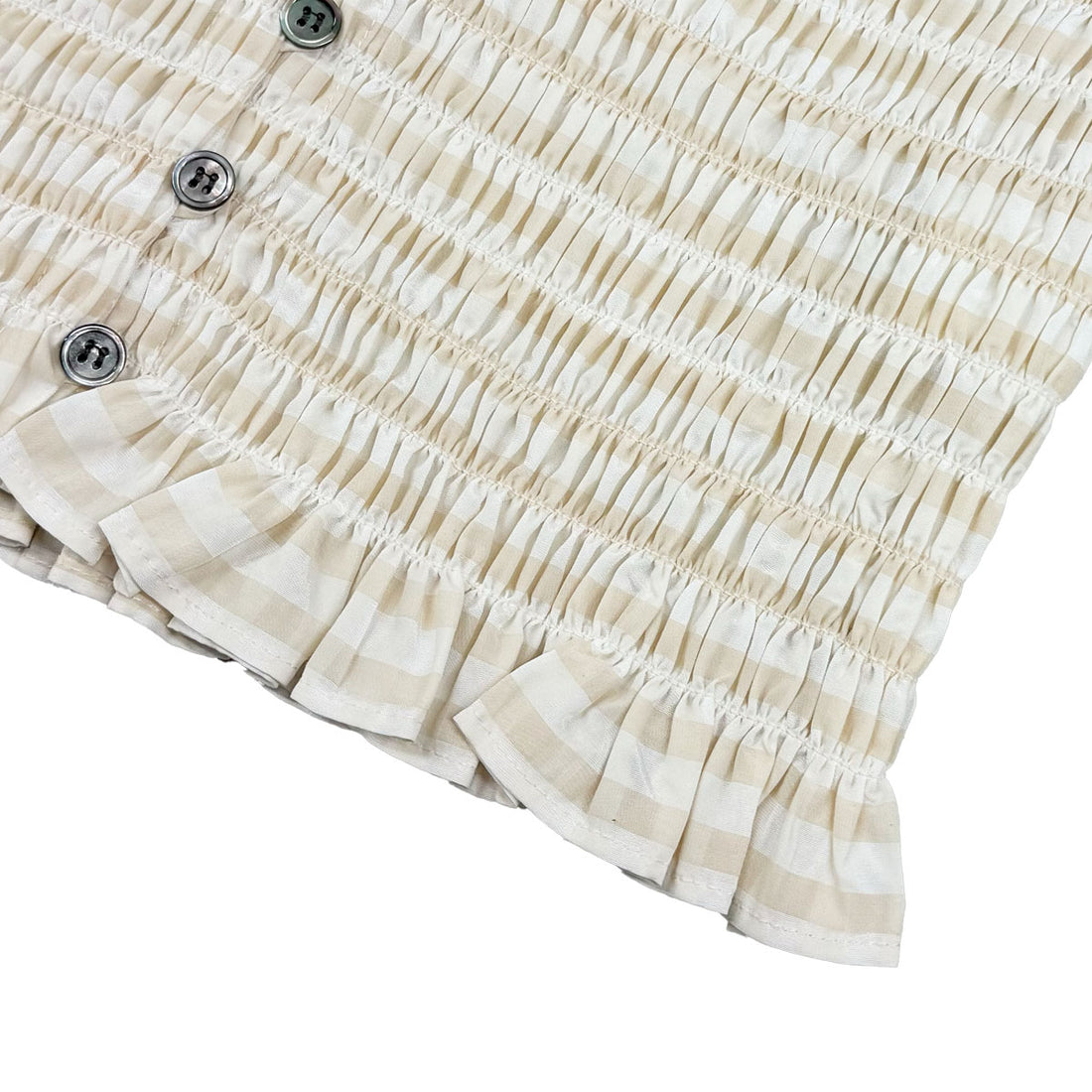[CLANE]SHIRRING HALF SLEEVE BLUSE/IVORY(10122-4253)
