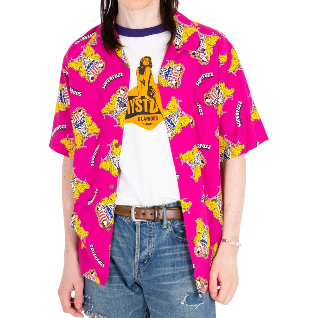 [HYSTERIC GLAMOUR]LEVITATED GIRL柄オープンカラーシャツ(02261AH10)