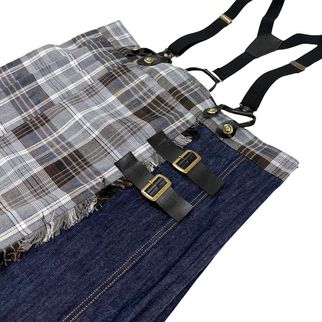 [AULA AILA]CHECK DENIM COMBINATION SALOPE/BLACK(1253-06030)