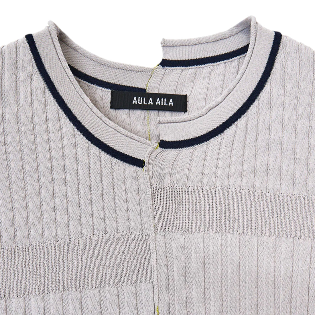 [AULA AILA] OFF-CENTER RIB KNIT/GRAY(1261-09025)