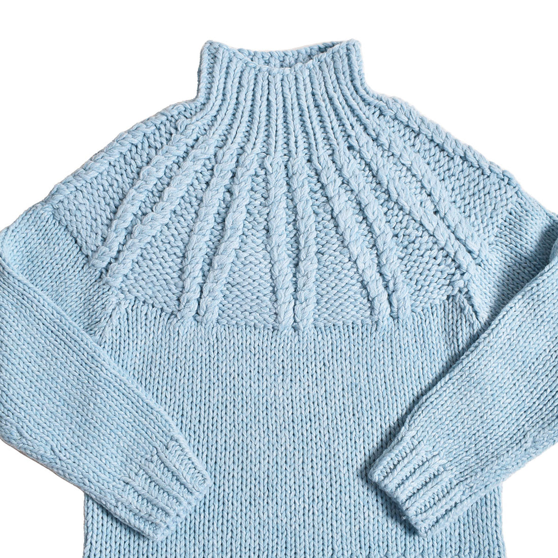 [CLANE]CHUNKY CABLE HAND KNIT TOPS/BLUE(15106-2312)