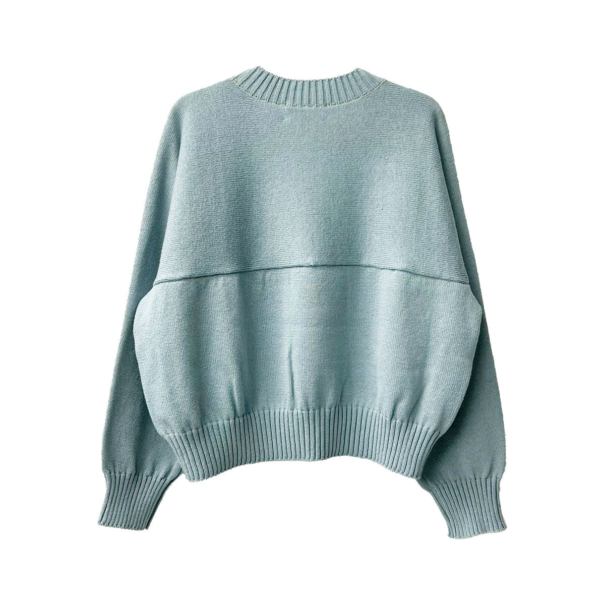 beautiful people]fluffed cotton knitting pullover/BLUE GRAY