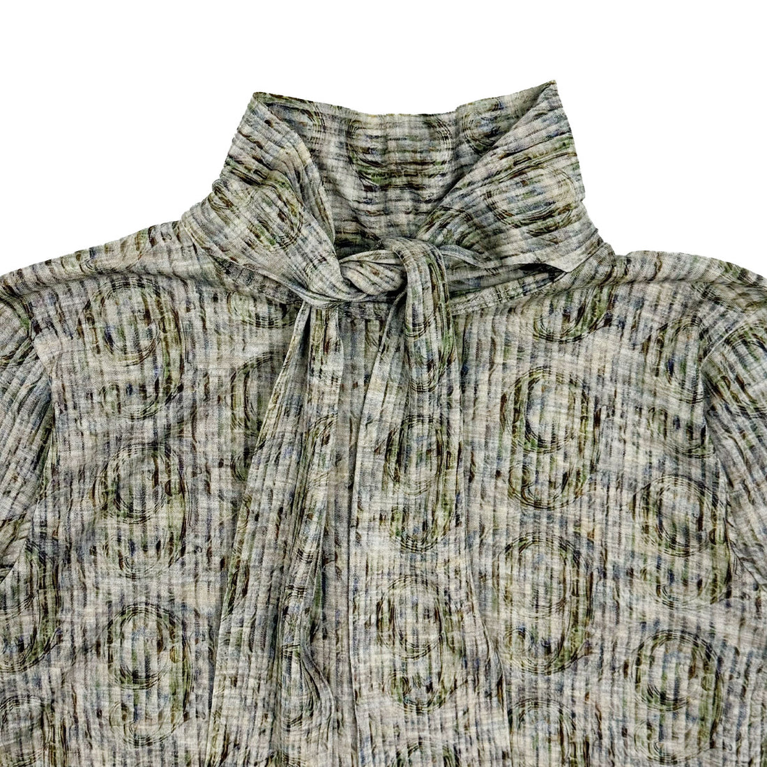 [beautiful people]wool money print jersey neck bow top/BLUEGREEN(1525310023)