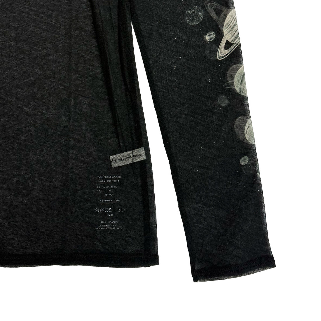 [beautiful people]cosmos sheer jersey crew/BLACK(1616310025)