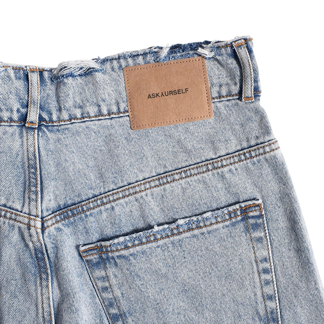 [ASKYURSELF]BAGGY CHECKERED DENIM SHORTS/BLUE(V17010204-071)