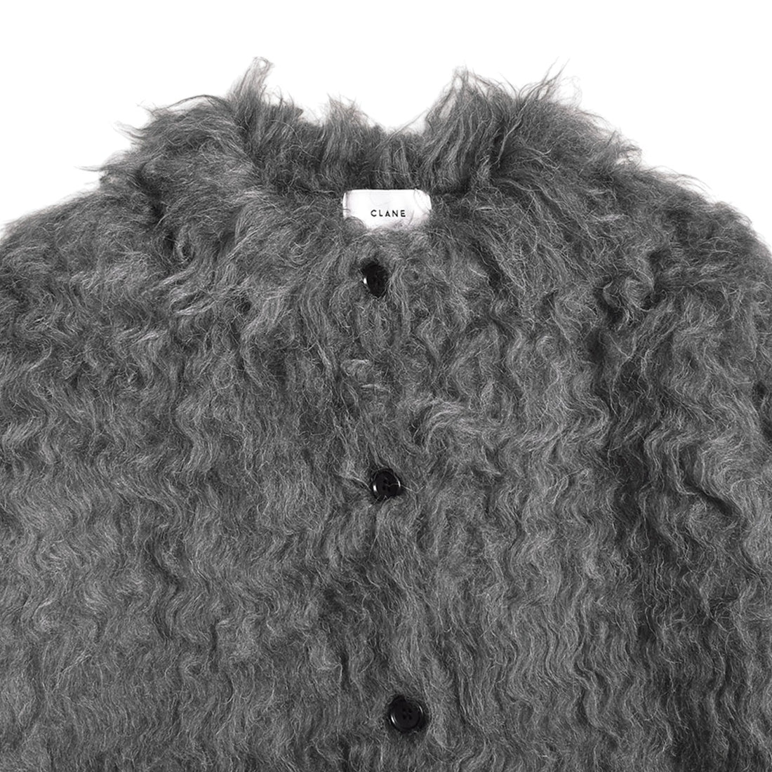 [CLANE]SHAGGY SHORT KNIT CARDIGAN/CHACOAL(17106-2102)