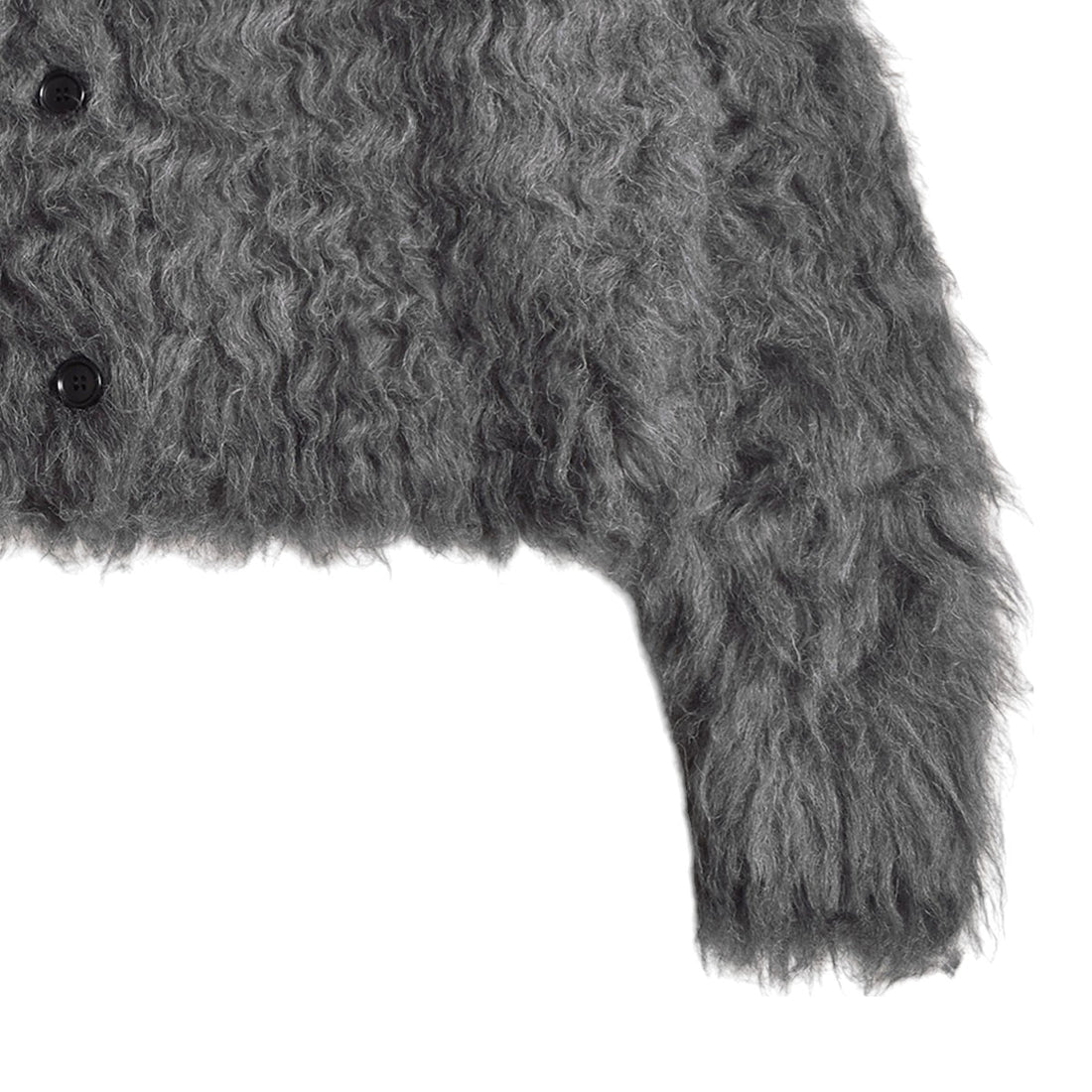 [CLANE]SHAGGY SHORT KNIT CARDIGAN/CHACOAL(17106-2102)