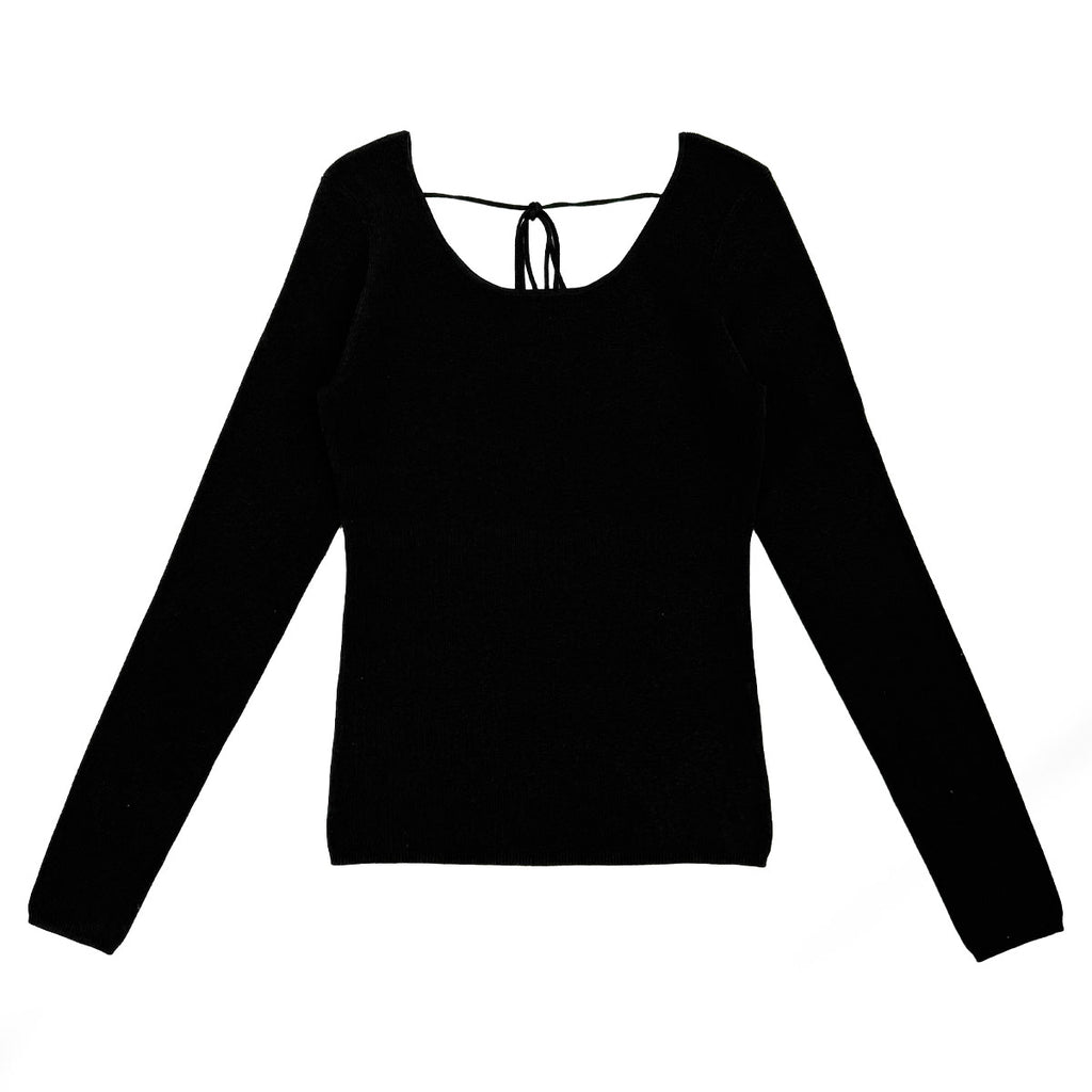 CLANE]ARRANGE RIBBON KNIT TOPS/BLACK(18106-2102) – R&Co