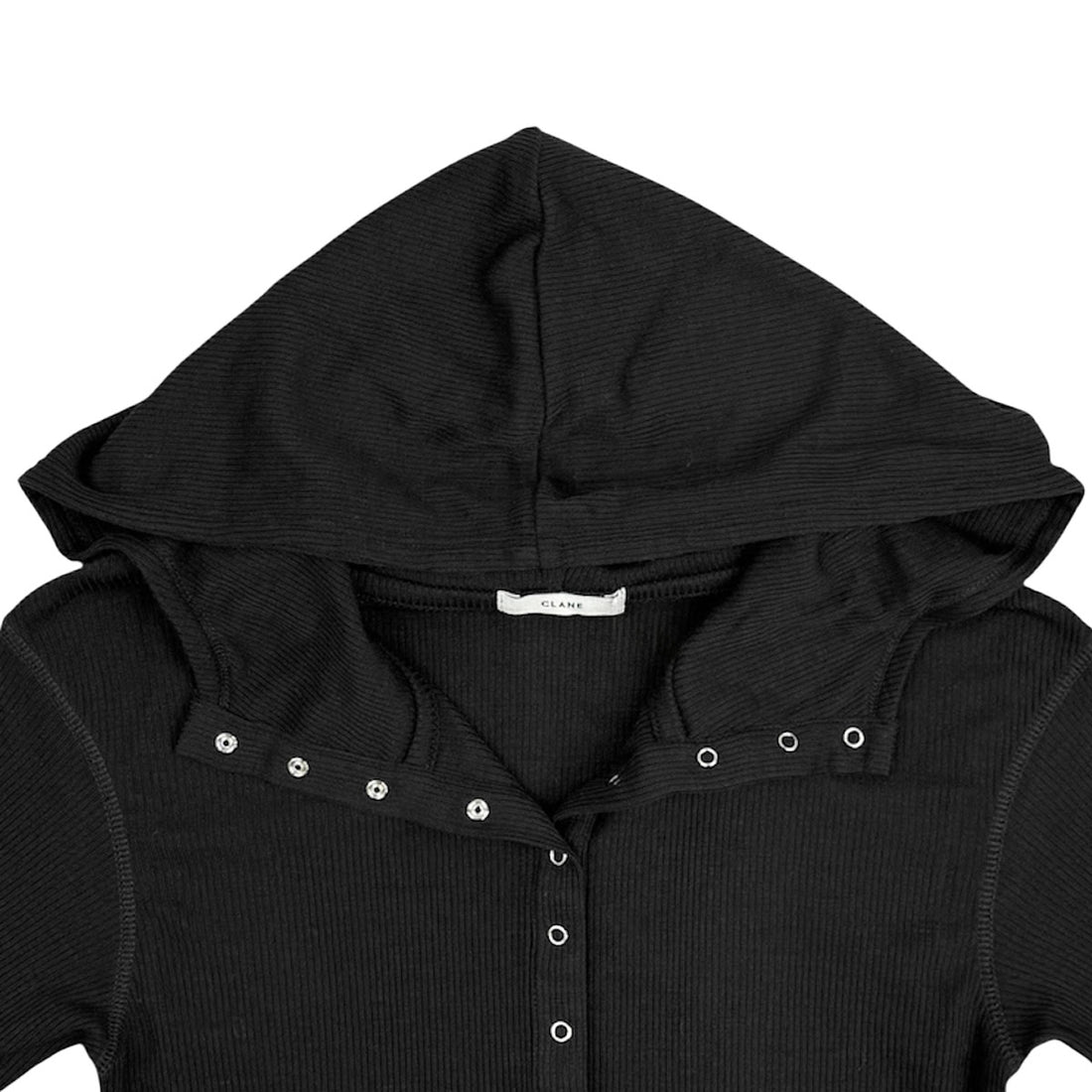 [CLANE]WOOL RIB HOODED TIGHT TOPS/BLACK(19105-1152)
