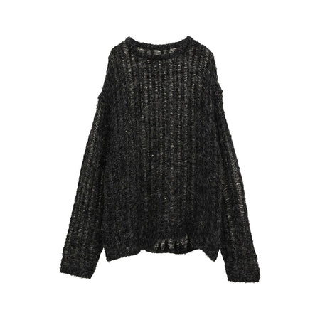 [CLANE]SHEER SHAGGY LOOSE KNIT TOPS/GRAY(19106-2082)